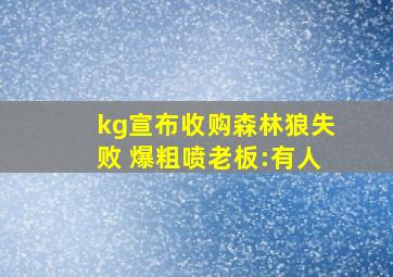 kg宣布收购森林狼失败 爆粗喷老板:有人